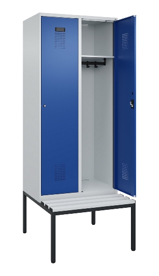 C+P Spind Evolo PLUS 0490507-12 mit Bank 1 Abt.400mm Drehriegel (HxBxT) 2120x400x815mm 7035/6011