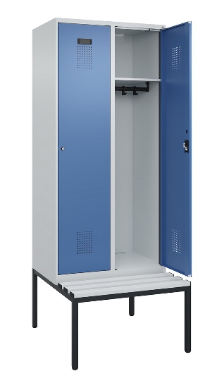 C+P Spind Evolo PLUS 0490507-12 mit Bank 1 Abt.400mm Drehriegel (HxBxT) 2120x400x815mm 7035/6011