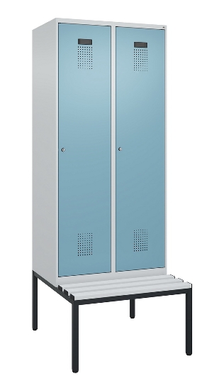 C+P Spind Evolo PLUS 0490507-12 mit Bank 1 Abt.400mm Drehriegel (HxBxT) 2120x400x815mm 7035/6011