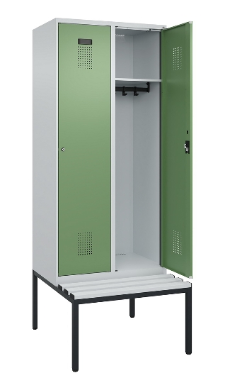 C+P Spind Evolo PLUS 0490507-12 mit Bank 1 Abt.400mm Drehriegel (HxBxT) 2120x400x815mm 7035/6011