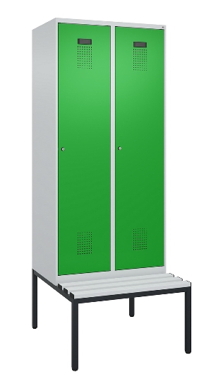 C+P Spind Evolo PLUS 0490507-12 mit Bank 1 Abt.400mm Drehriegel (HxBxT) 2120x400x815mm 7035/6011