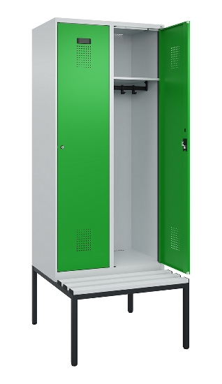 C+P Spind Evolo PLUS 0490507-12 mit Bank 1 Abt.400mm Drehriegel (HxBxT) 2120x400x815mm 7035/6011
