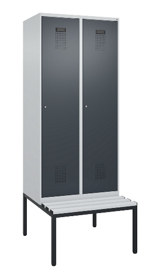 C+P Spind Evolo PLUS 0490507-12 mit Bank 1 Abt.400mm Drehriegel (HxBxT) 2120x400x815mm 7035/6011
