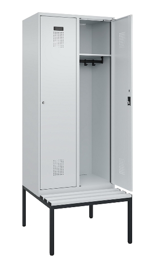 C+P Spind Evolo PLUS 0490507-12 mit Bank 1 Abt.400mm Drehriegel (HxBxT) 2120x400x815mm 7035/6011