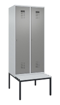 C+P Spind Evolo PLUS 0490507-12 mit Bank 1 Abt.400mm Drehriegel (HxBxT) 2120x400x815mm 7035/6011