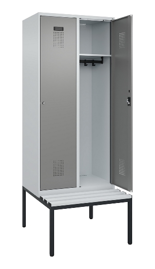 C+P Spind Evolo PLUS 0490507-12 mit Bank 1 Abt.400mm Drehriegel (HxBxT) 2120x400x815mm 7035/6011