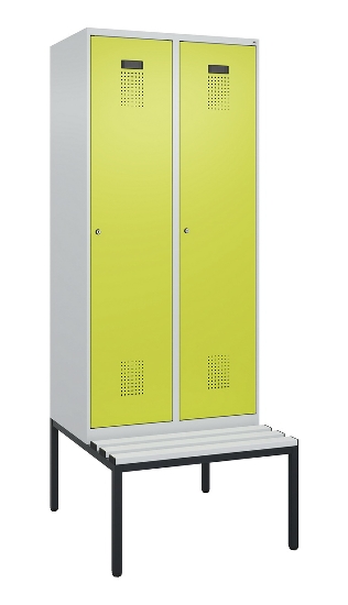 C+P Spind Evolo PLUS 0490507-12 mit Bank 1 Abt.400mm Drehriegel (HxBxT) 2120x400x815mm 7035/6011