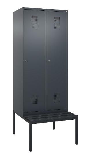 C+P Spind Evolo PLUS 0490507-12 mit Bank 1 Abt.400mm Drehriegel (HxBxT) 2120x400x815mm 7035/6011