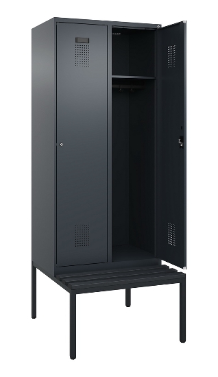 C+P Spind Evolo PLUS 0490507-12 mit Bank 1 Abt.400mm Drehriegel (HxBxT) 2120x400x815mm 7035/6011