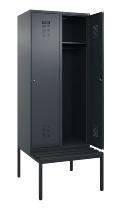 C+P Spind Evolo PLUS 0490507-12 mit Bank 1 Abt.400mm Drehriegel (HxBxT) 2120x400x815mm 7035/6011