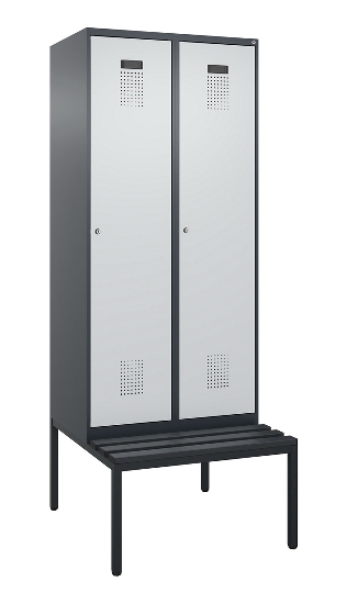 C+P Spind Evolo PLUS 0490507-12 mit Bank 1 Abt.400mm Drehriegel (HxBxT) 2120x400x815mm 7035/6011