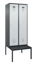 C+P Spind Evolo PLUS 0490507-12 mit Bank 1 Abt.400mm Drehriegel (HxBxT) 2120x400x815mm 7035/6011