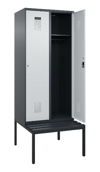 C+P Spind Evolo PLUS 0490507-12 mit Bank 1 Abt.400mm Drehriegel (HxBxT) 2120x400x815mm 7035/6011