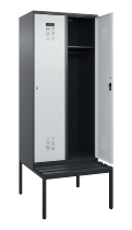 C+P Spind Evolo PLUS 0490507-12 mit Bank 1 Abt.400mm Drehriegel (HxBxT) 2120x400x815mm 7035/6011
