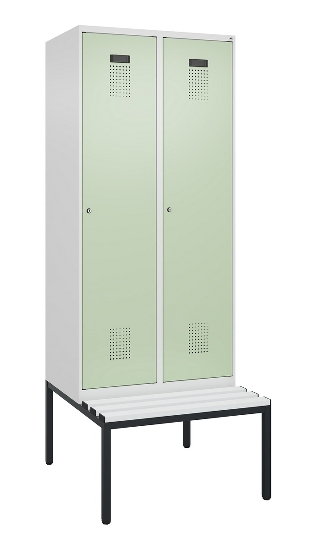 C+P Spind Evolo PLUS 0490507-12 mit Bank 1 Abt.400mm Drehriegel (HxBxT) 2120x400x815mm 7035/6011