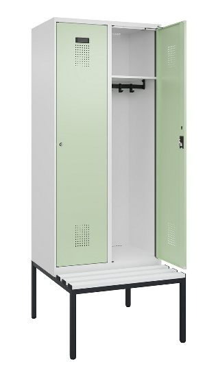 C+P Spind Evolo PLUS 0490507-12 mit Bank 1 Abt.400mm Drehriegel (HxBxT) 2120x400x815mm 7035/6011