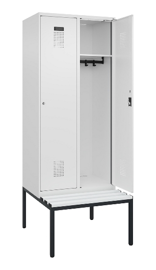 C+P Spind Evolo PLUS 0490507-12 mit Bank 1 Abt.400mm Drehriegel (HxBxT) 2120x400x815mm 7035/6011