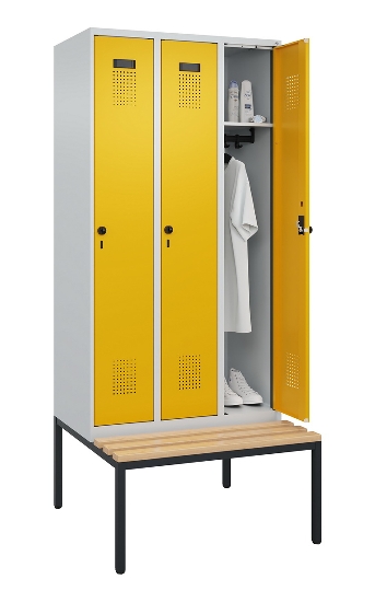 C+P Spind Evolo PLUS 0490507-32 mit Bank 3 Abt.400mm Drehriegel (HxBxT) 2120x1200x815mm 9016/3015