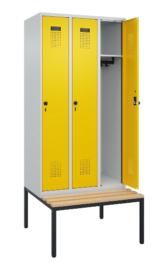 C+P Spind Evolo PLUS 0490507-32 mit Bank 3 Abt.400mm Drehriegel (HxBxT) 2120x1200x815mm 9016/3015