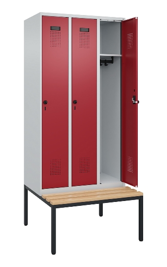 C+P Spind Evolo PLUS 0490507-32 mit Bank 3 Abt.400mm Drehriegel (HxBxT) 2120x1200x815mm 9016/3015