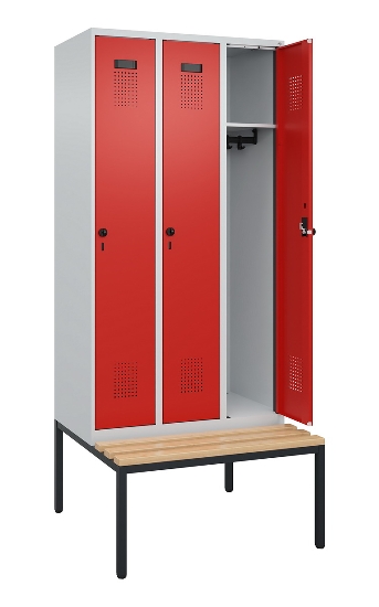 C+P Spind Evolo PLUS 0490507-32 mit Bank 3 Abt.400mm Drehriegel (HxBxT) 2120x1200x815mm 9016/3015