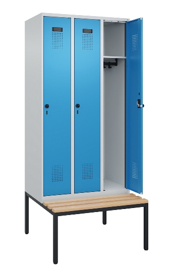 C+P Spind Evolo PLUS 0490507-32 mit Bank 3 Abt.400mm Drehriegel (HxBxT) 2120x1200x815mm 9016/3015