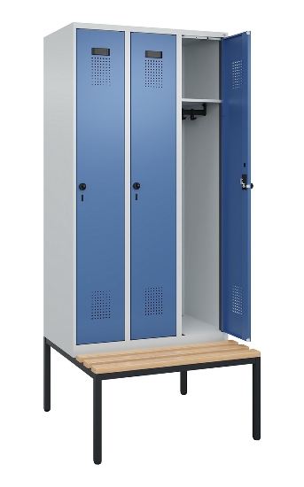 C+P Spind Evolo PLUS 0490507-32 mit Bank 3 Abt.400mm Drehriegel (HxBxT) 2120x1200x815mm 9016/3015
