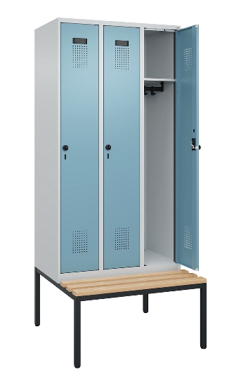 C+P Spind Evolo PLUS 0490507-32 mit Bank 3 Abt.400mm Drehriegel (HxBxT) 2120x1200x815mm 9016/3015