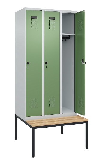 C+P Spind Evolo PLUS 0490507-32 mit Bank 3 Abt.400mm Drehriegel (HxBxT) 2120x1200x815mm 9016/3015