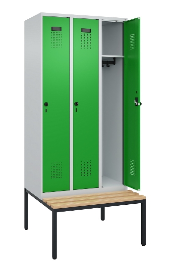 C+P Spind Evolo PLUS 0490507-32 mit Bank 3 Abt.400mm Drehriegel (HxBxT) 2120x1200x815mm 9016/3015