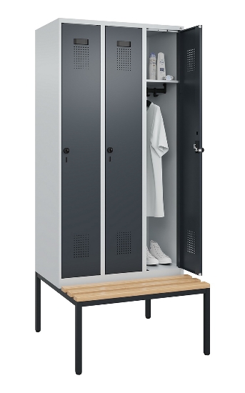 C+P Spind Evolo PLUS 0490507-32 mit Bank 3 Abt.400mm Drehriegel (HxBxT) 2120x1200x815mm 9016/3015