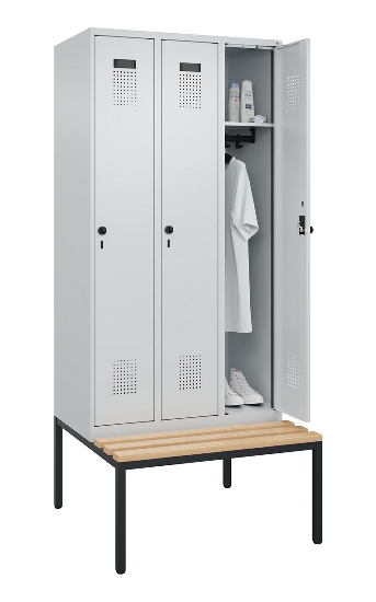 C+P Spind Evolo PLUS 0490507-32 mit Bank 3 Abt.400mm Drehriegel (HxBxT) 2120x1200x815mm 9016/3015