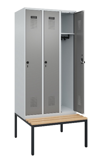 C+P Spind Evolo PLUS 0490507-32 mit Bank 3 Abt.400mm Drehriegel (HxBxT) 2120x1200x815mm 9016/3015