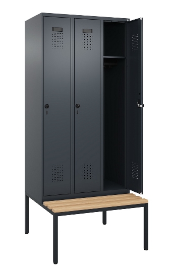 C+P Spind Evolo PLUS 0490507-32 mit Bank 3 Abt.400mm Drehriegel (HxBxT) 2120x1200x815mm 9016/3015