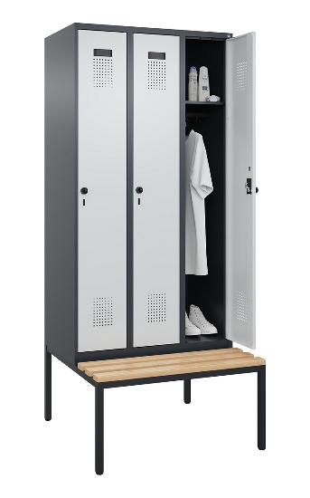 C+P Spind Evolo PLUS 0490507-32 mit Bank 3 Abt.400mm Drehriegel (HxBxT) 2120x1200x815mm 9016/3015