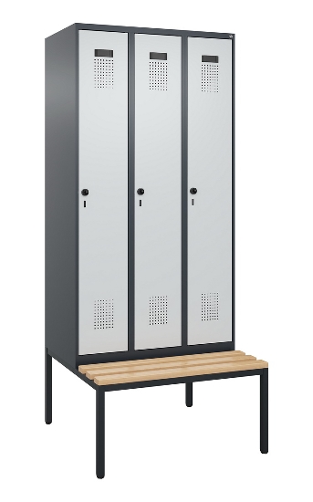 C+P Spind Evolo PLUS 0490507-32 mit Bank 3 Abt.400mm Drehriegel (HxBxT) 2120x1200x815mm 9016/3015