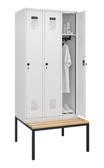 C+P Spind Evolo PLUS 0490507-32 mit Bank 3 Abt.400mm Drehriegel (HxBxT) 2120x1200x815mm 9016/3015