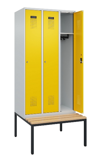 C+P Spind Evolo PLUS 0490507-32 mit Bank 3 Abt.400mm Drehriegel (HxBxT) 2120x1200x815mm 9016/3015
