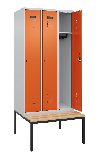 C+P Spind Evolo PLUS 0490507-32 mit Bank 3 Abt.400mm Drehriegel (HxBxT) 2120x1200x815mm 9016/3015