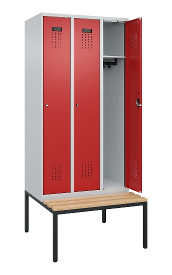 C+P Spind Evolo PLUS 0490507-32 mit Bank 3 Abt.400mm Drehriegel (HxBxT) 2120x1200x815mm 9016/3015