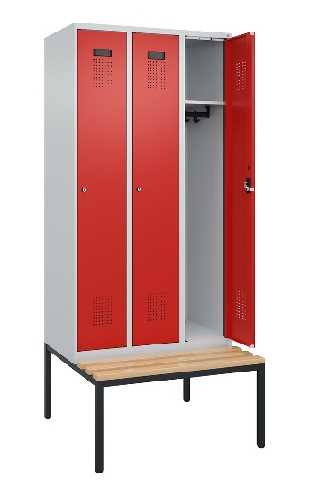 C+P Spind Evolo PLUS 0490507-32 mit Bank 3 Abt.400mm Drehriegel (HxBxT) 2120x1200x815mm 9016/3015