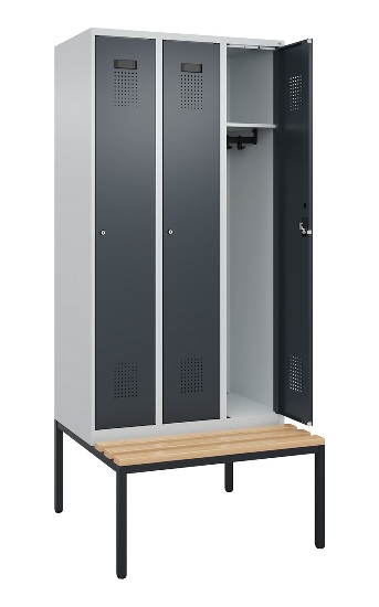 C+P Spind Evolo PLUS 0490507-32 mit Bank 3 Abt.400mm Drehriegel (HxBxT) 2120x1200x815mm 9016/3015