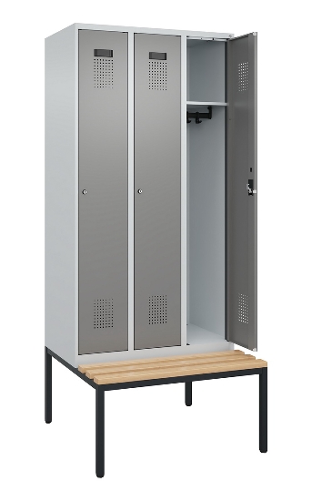 C+P Spind Evolo PLUS 0490507-32 mit Bank 3 Abt.400mm Drehriegel (HxBxT) 2120x1200x815mm 9016/3015