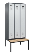 C+P Spind Evolo PLUS 0490507-32 mit Bank 3 Abt.400mm Drehriegel (HxBxT) 2120x1200x815mm 9016/3015