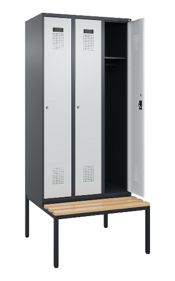 C+P Spind Evolo PLUS 0490507-32 mit Bank 3 Abt.400mm Drehriegel (HxBxT) 2120x1200x815mm 9016/3015