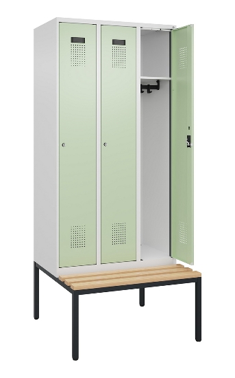 C+P Spind Evolo PLUS 0490507-32 mit Bank 3 Abt.400mm Drehriegel (HxBxT) 2120x1200x815mm 9016/3015