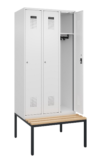 C+P Spind Evolo PLUS 0490507-32 mit Bank 3 Abt.400mm Drehriegel (HxBxT) 2120x1200x815mm 9016/3015
