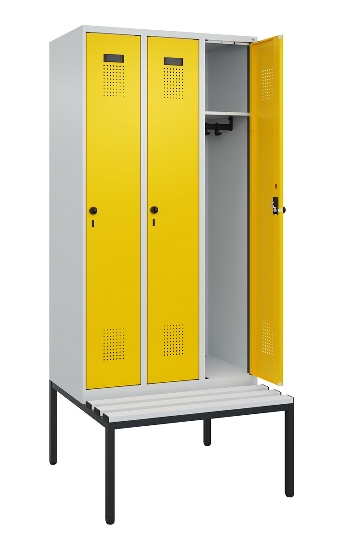 C+P Spind Evolo PLUS 0490507-12 mit Bank 1 Abt.400mm Drehriegel (HxBxT) 2120x400x815mm 7035/6011