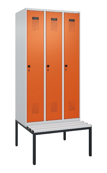 C+P Spind Evolo PLUS 0490507-12 mit Bank 1 Abt.400mm Drehriegel (HxBxT) 2120x400x815mm 7035/6011