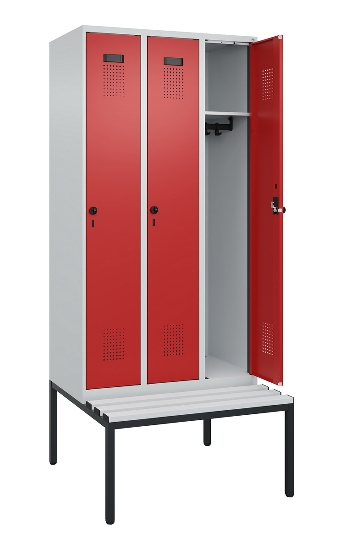 C+P Spind Evolo PLUS 0490507-12 mit Bank 1 Abt.400mm Drehriegel (HxBxT) 2120x400x815mm 7035/6011